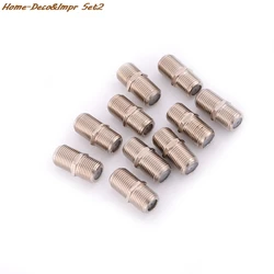 10pcs/Pack Aluminium Alloy Female F connector Joiner Coupler Barrels Satellite/Cable TV Connector Adapter RG6 Coax Coaxial
