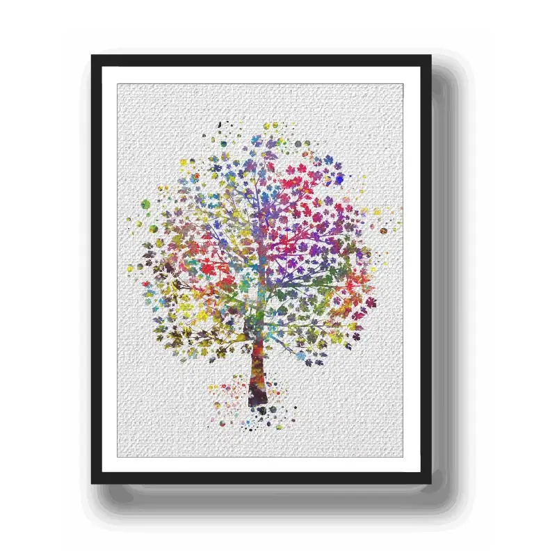 Abstract Nature Tree Wall Art Posters Watercolor Canvas Painting Picture Print  Living Room Home Decor Wall Hanging Sticker Gift