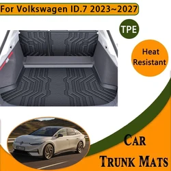 Car Trunk Mat For Volkswagen ID.7 VW ID7 2023 2024 2025 2026 2027 Waterproof Carpet Storage Pad Cargo Liner Rug Auto Accessories