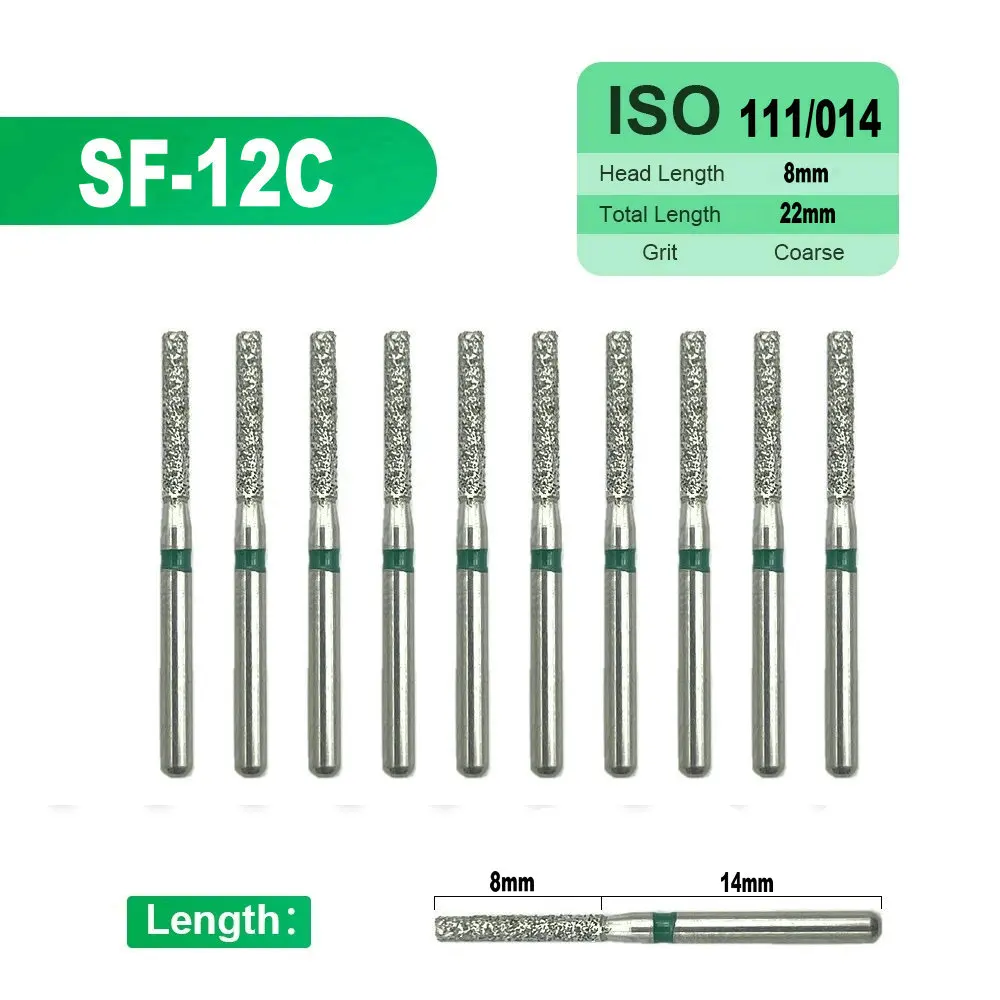 10pcs FG 1.6mm Dental High Speed Diamond Burs for Pre-grinding Dental Diamond Tooth Preparations Dentistry Polishing Drills