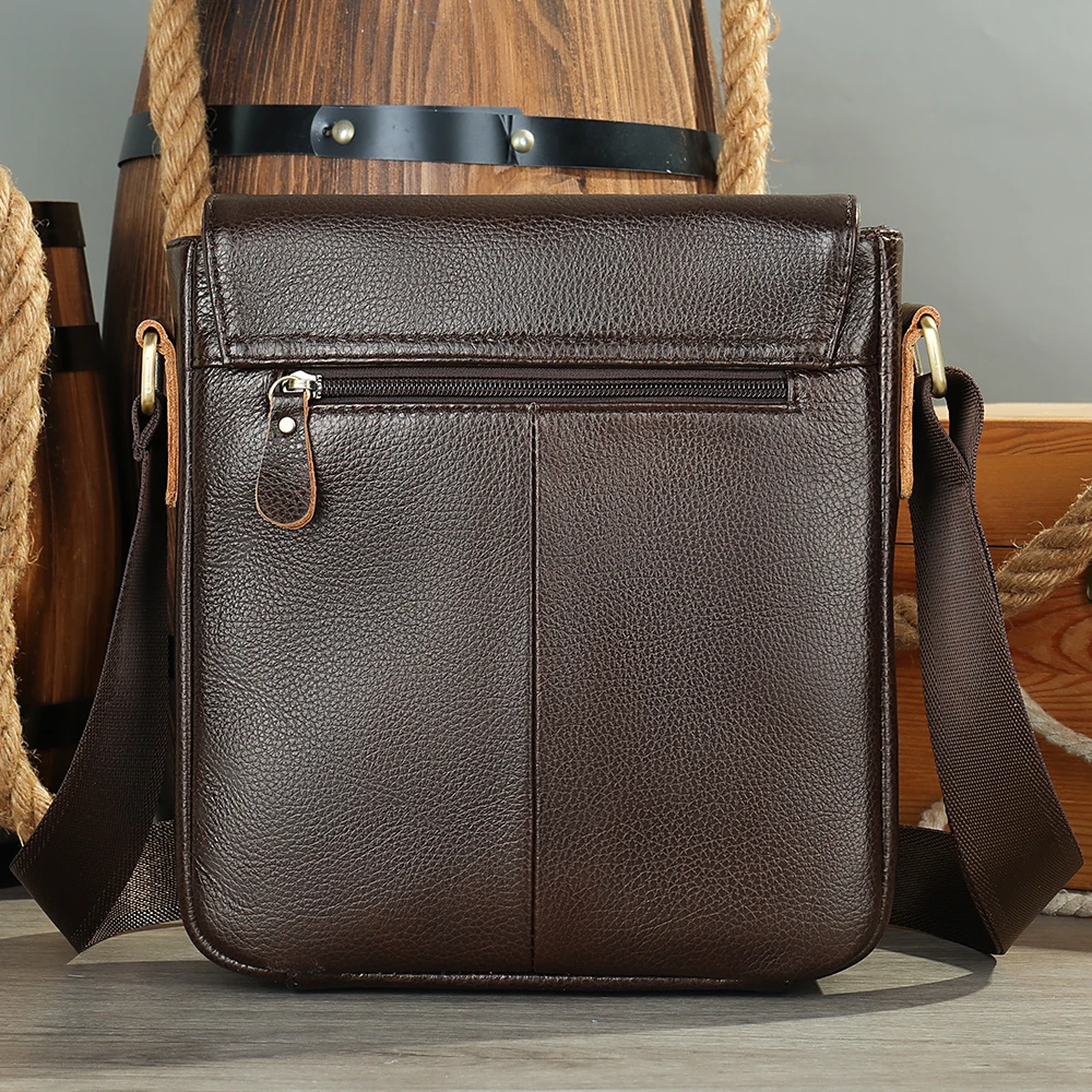 MVA-Bolso cruzado de cuero genuino para hombre, bandolera de hombro, 819