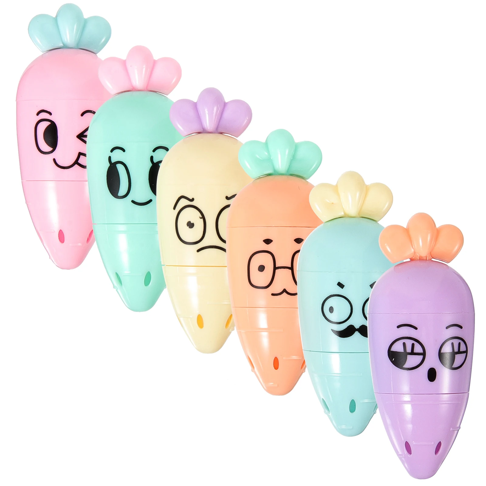 

6pcs Compact Cartoon Shaped Highlighter Pens Smooth Writing Leak-Proof Portable Marking Pens For School Study Work Scrapbook