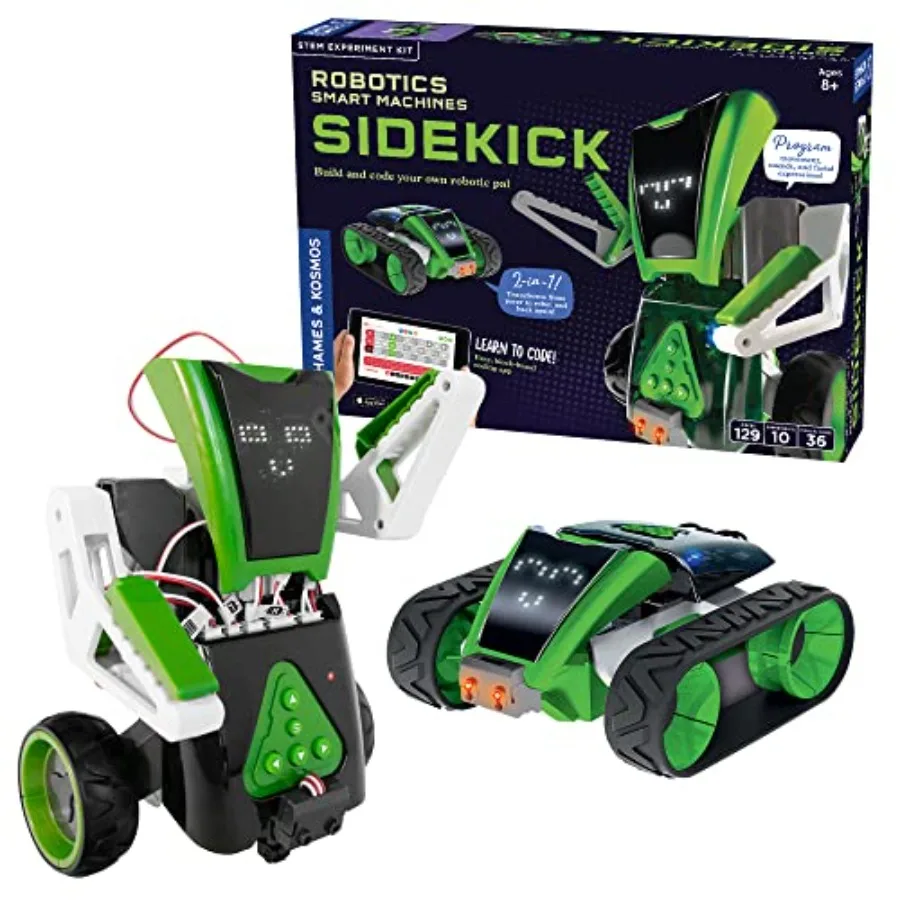 

Robotics education kit for beginners: 4-wheel rover and 2-wheel robot with customizable programming, featuring LEDs, speaker, m