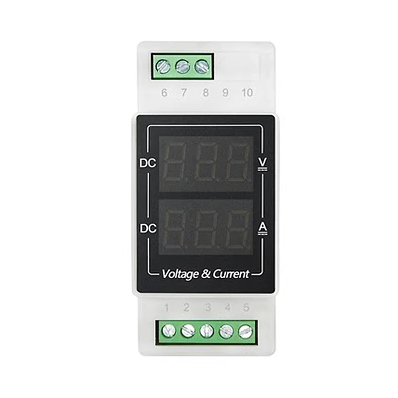 DC Dual Display Current And Voltage Meter DC3.5-30V 20A 50A 100A Din Rail Type Digital Display Ammeter