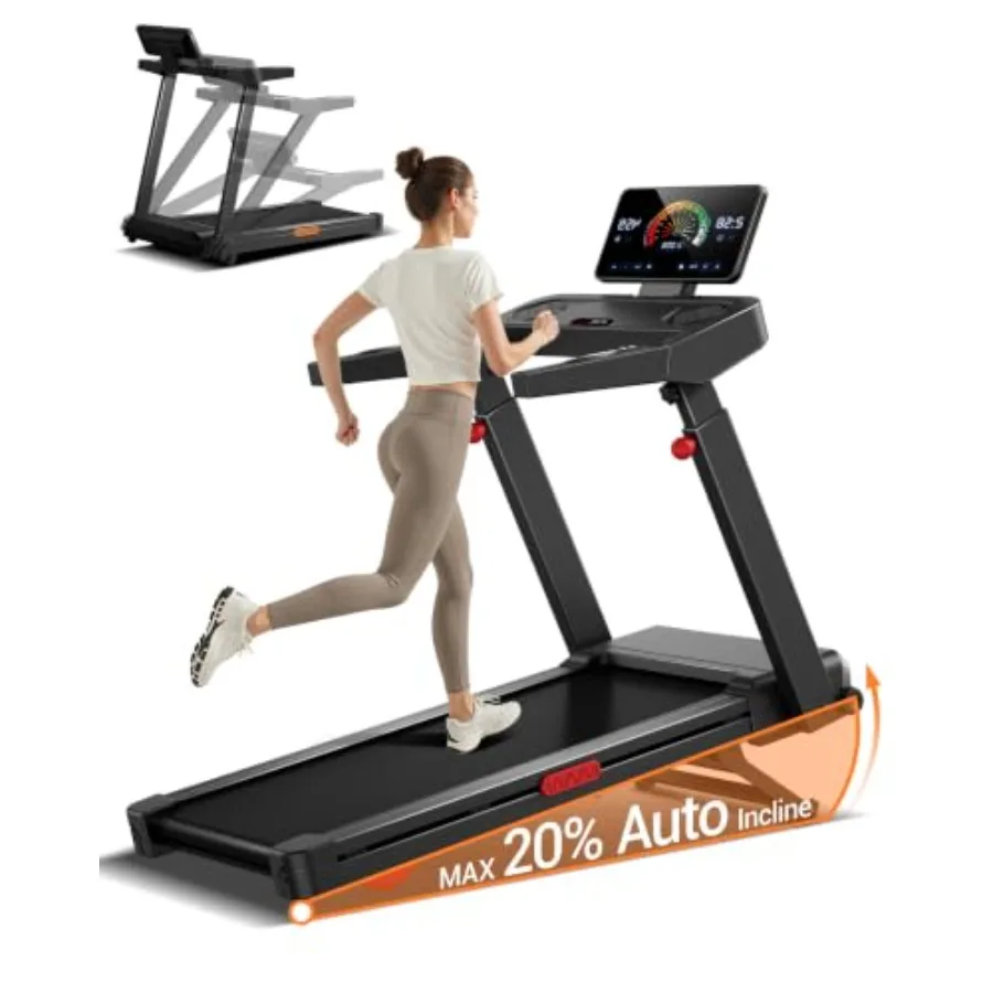 20% Incline Treadmill for Home, 3-Level Height Adjustable Handle