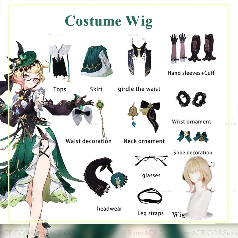 Emilie Cosplay Maid Costume Genshin Impact Cosplay Emilie Halloween Green Anime Party uniformi scarpe Cute Dress Cosplay Dendro