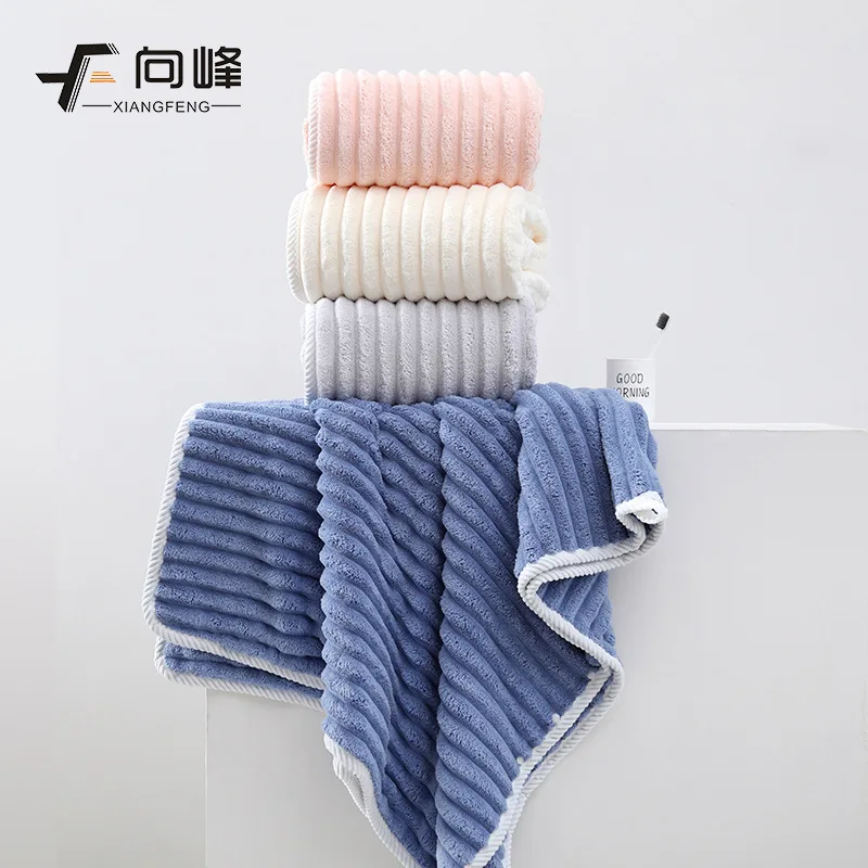 Coral Fleece Strip Fleece Large Size Towel Bath Dry Hair Cap Shower Cap Set Soft Absorbent Gift Wholesale