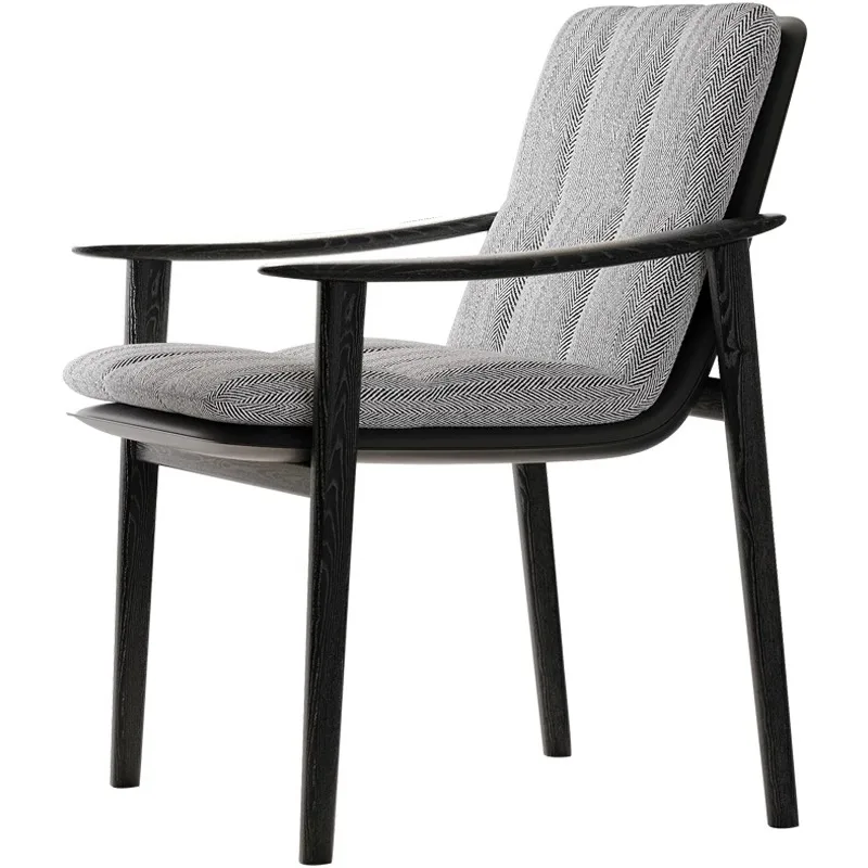 

Minimalist saddle leather solid wood dining chair household high-end villa tea chair book desk chair