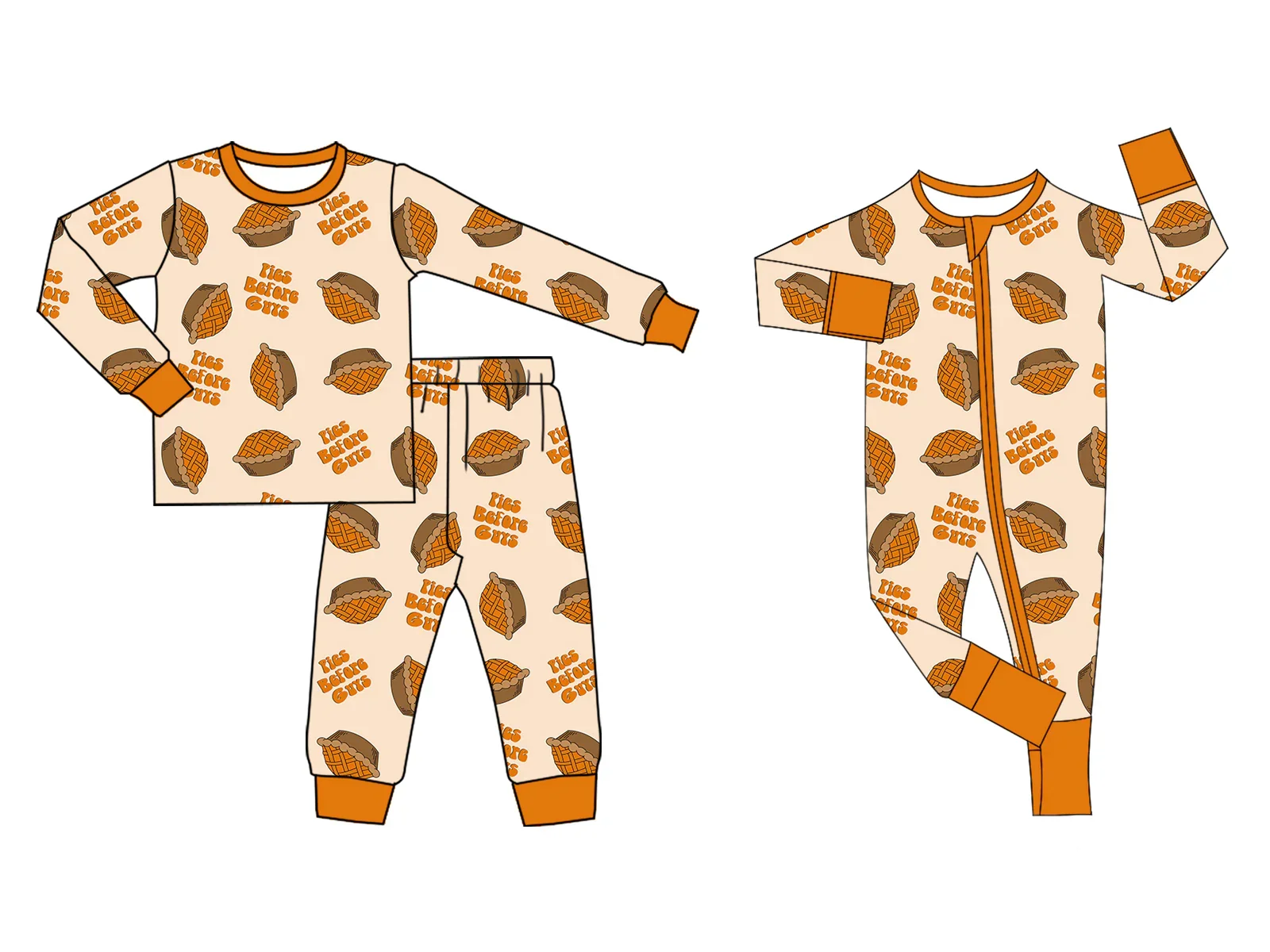 Traje de boutique de Acción de Gracias para niños, pantalones con estampado de pollo y hoja de arce y nuez de manga larga, conjunto de pijamas para niñas, mono con cremallera para bebé