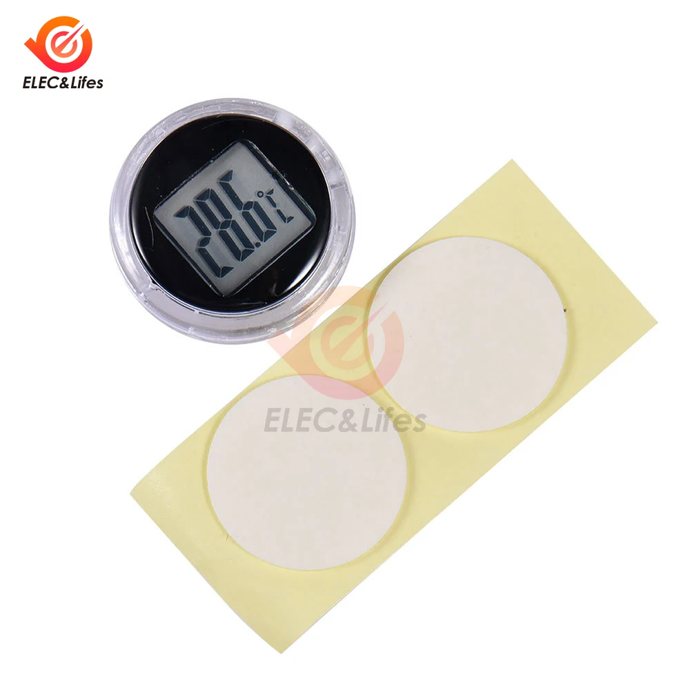 1Pcs -20~70 ℃ Mini Waterproof Motorcycle Temperature Sensor Adhesive Car Mounted Thermometer With Battery