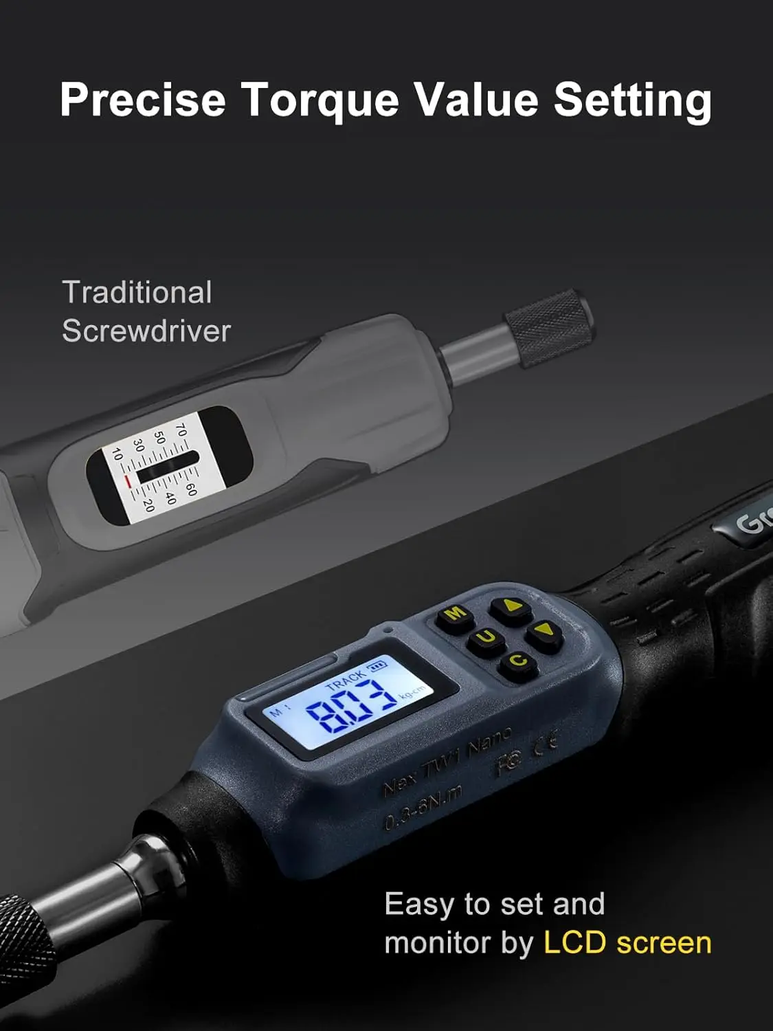 مجموعة مفكات عزم الدوران الرقمية، نطاق 2.66-53.1 بوصة رطل/0.3-6 نانومتر، مع صفارة ومؤشر LED، مجموعة 27 في 1 للعمل الدقيق