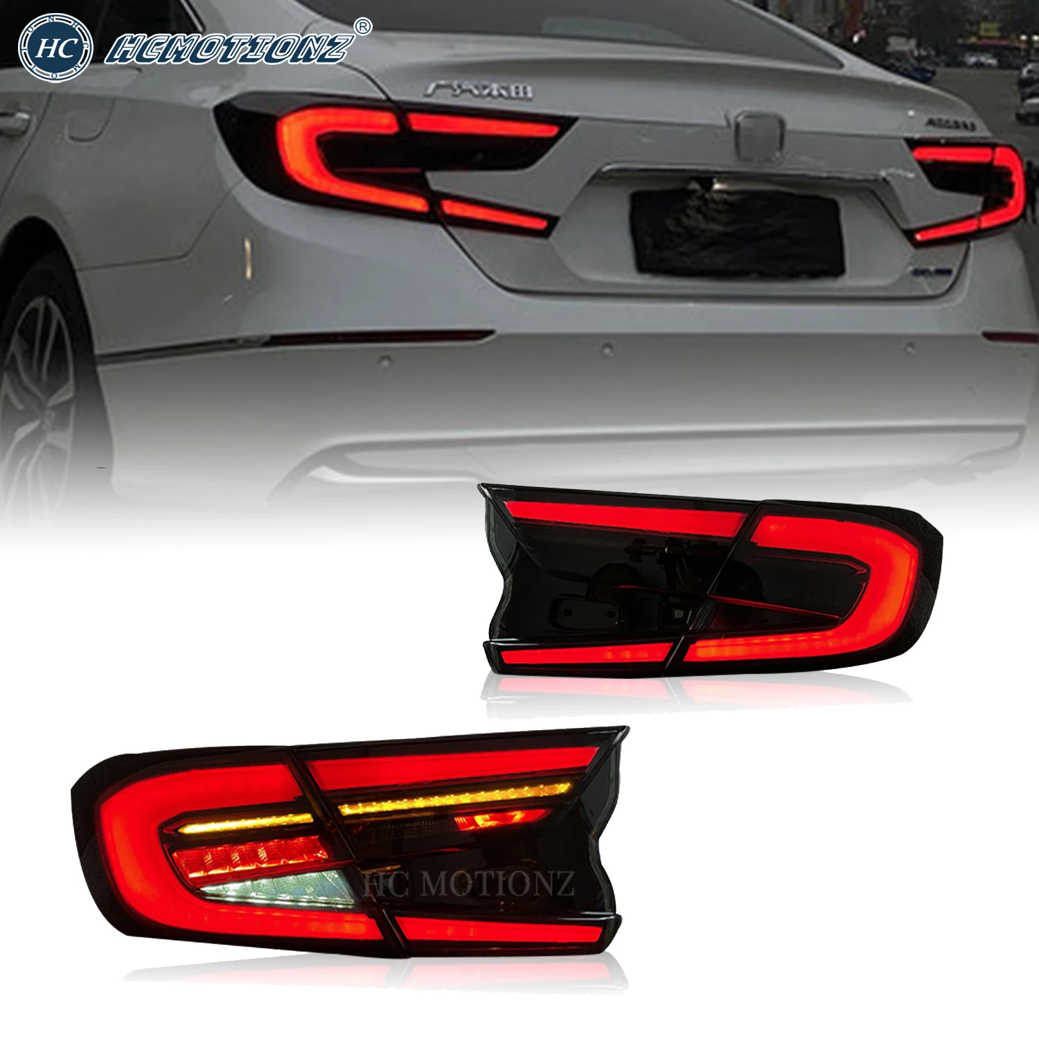 

HCMOTIONZ Car LED Tail Lights for Honda Accord 2018-2022 Car Styling Rear Lamps Assembly DRL Start UP Animation