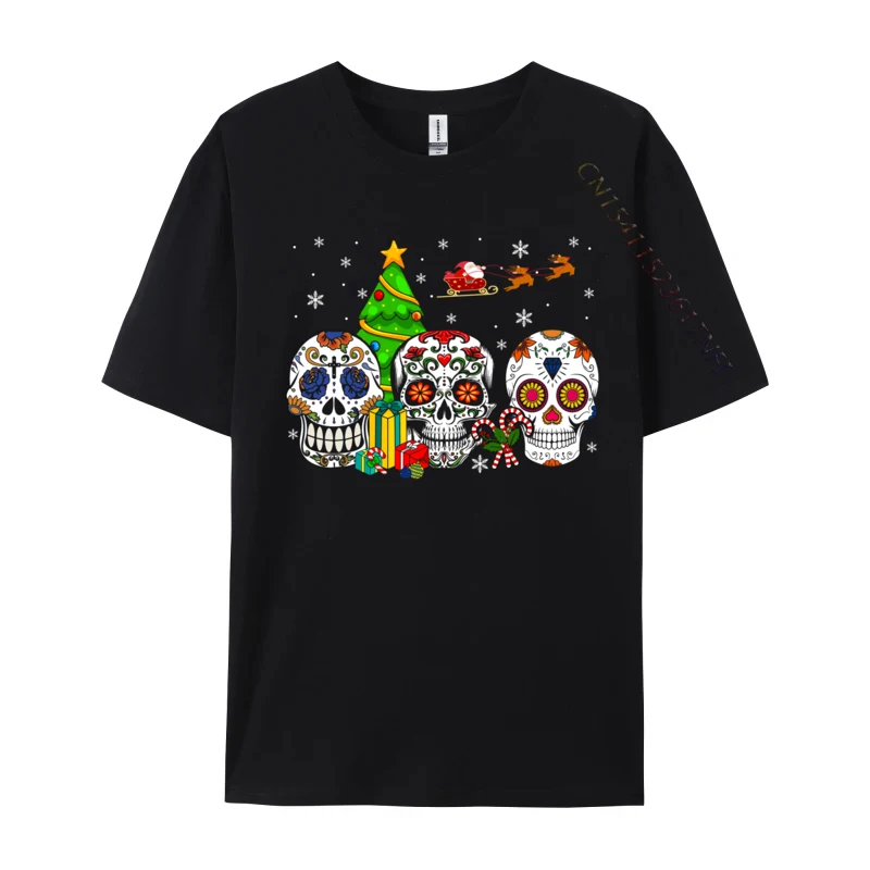 

Three Christmas Mexican Skull Funny Santa Skull Lover T-Shirts Latest Men's Top T-Shirts Camisa T Shirt Normal