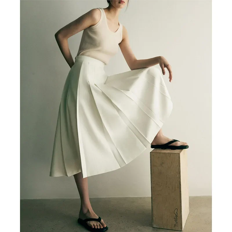 Pleated Overskirt 2025 New French Style Skirt Women Pleated A Skirt Women Skirts Womens Pleated Maxi Skirt