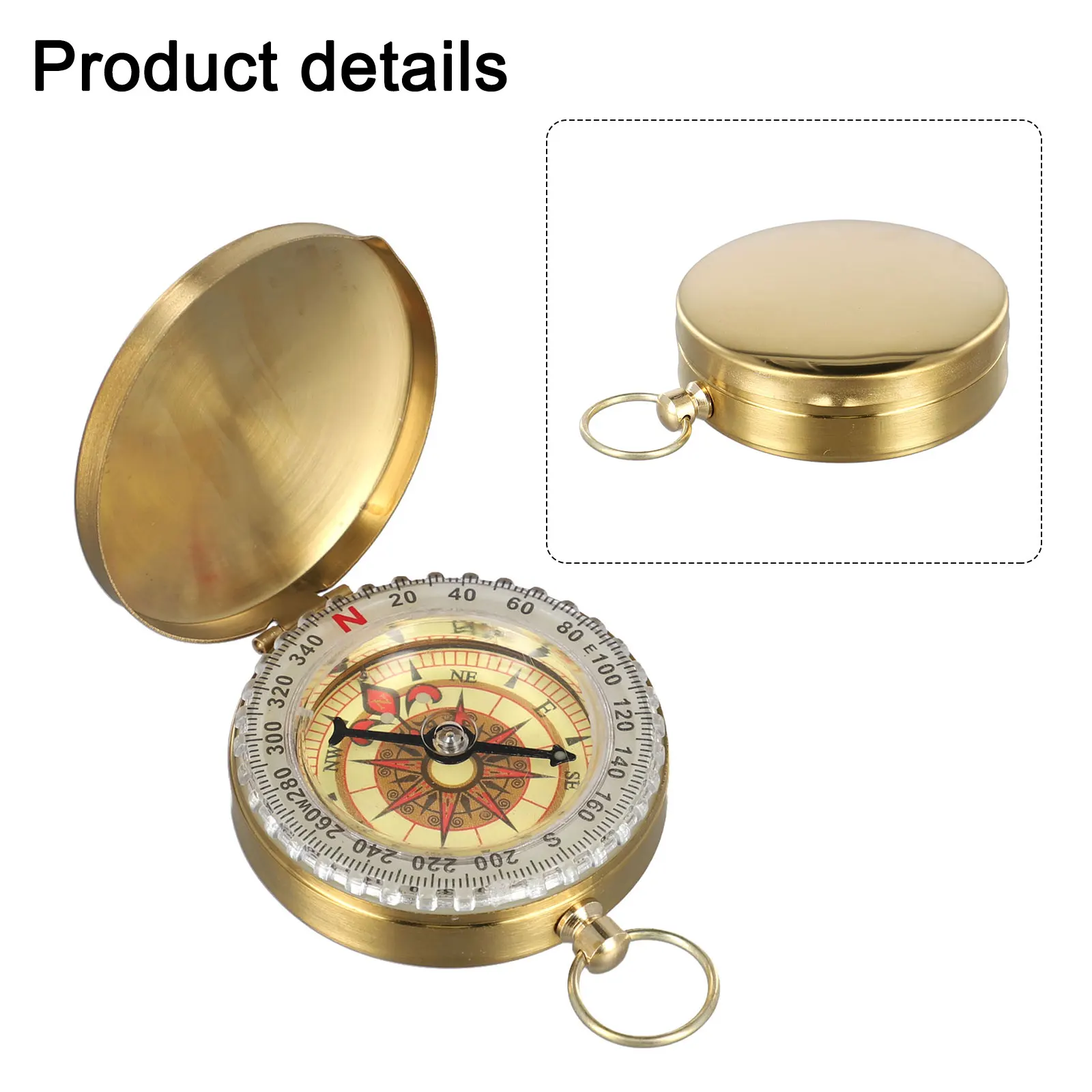 For Compass Outdoor Camping Waterproof Hiking Portable Pocket Brass Gold Copper For Compass Navigation With Noctilucence Display