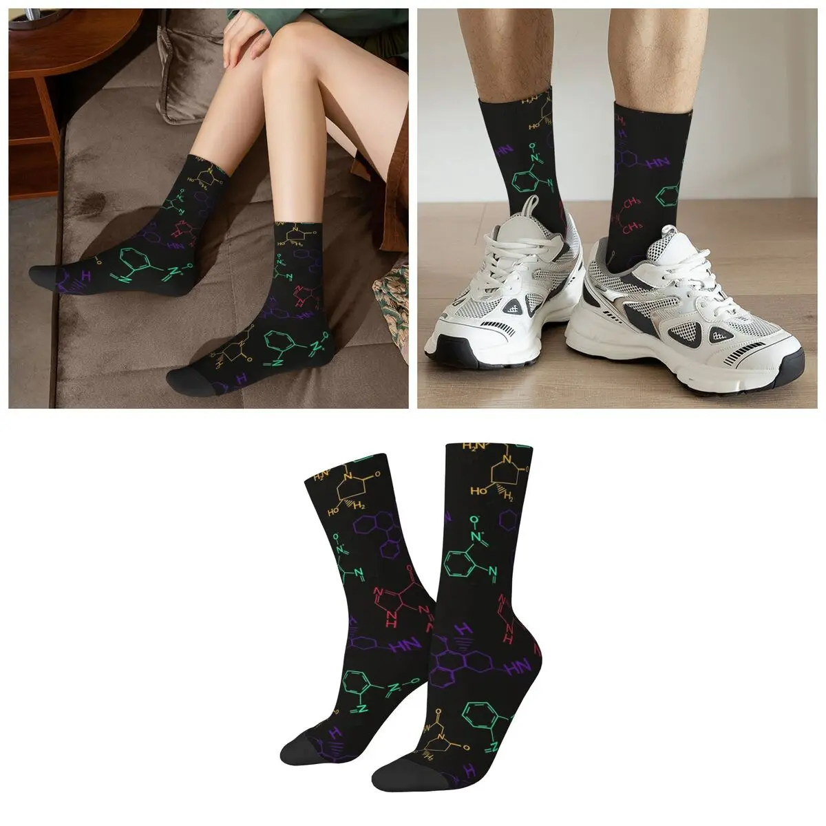 Scientific With Chemistry Formulas Socks Harajuku High Quality Stockings All Season Long Socks for Unisex Valentine's Day Gifts