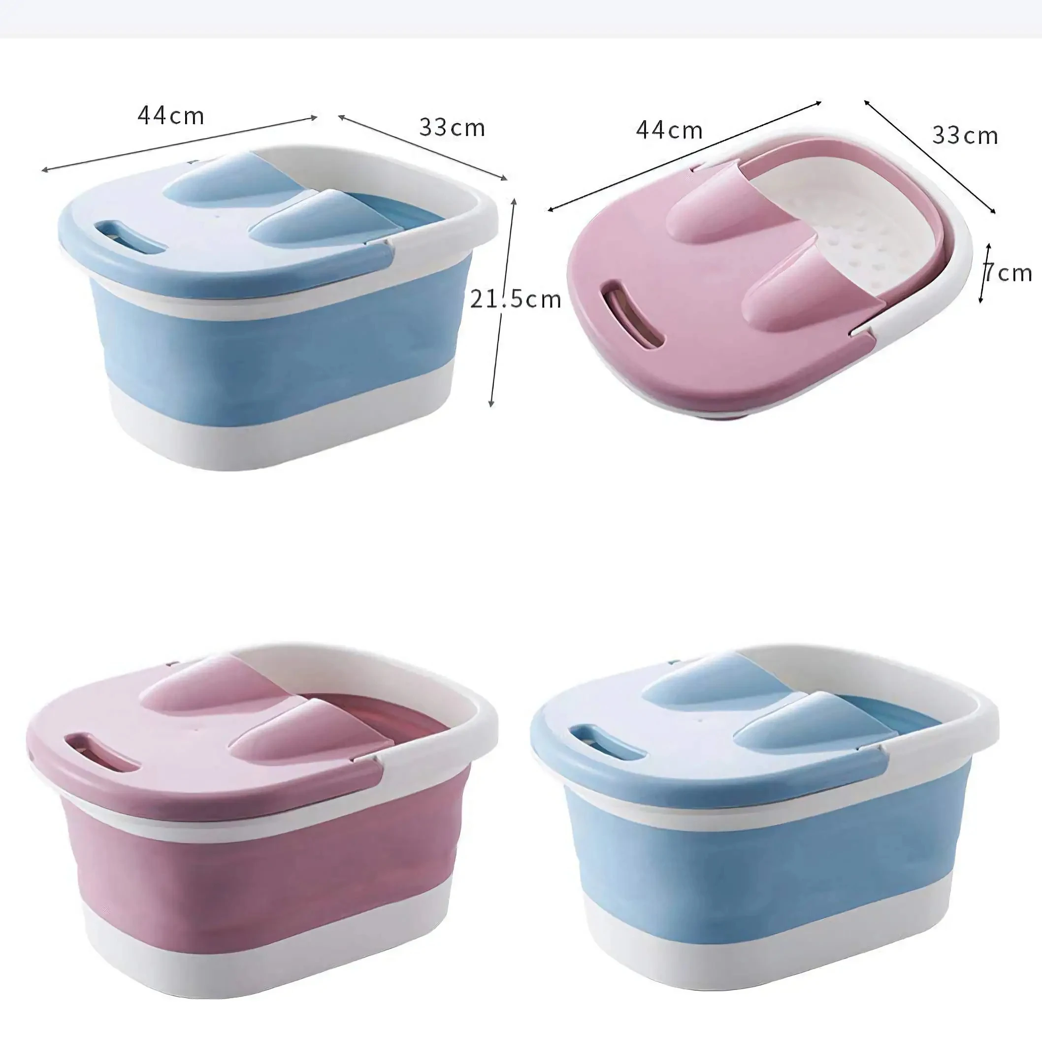 Foldable Foot Bath Bucket, Massage Beads At The Bottom To Relieve Fatigue, Two-In-One Smooth Footbath With Handle And Lid