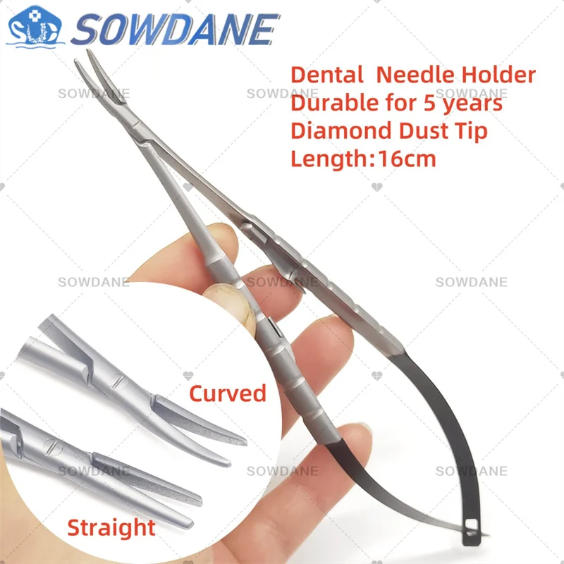 

Diamond Dust Tip Dental Ortho Ligature Forming Tweezer Castroviejo Needle Holder Extra Fine 16cm with lock