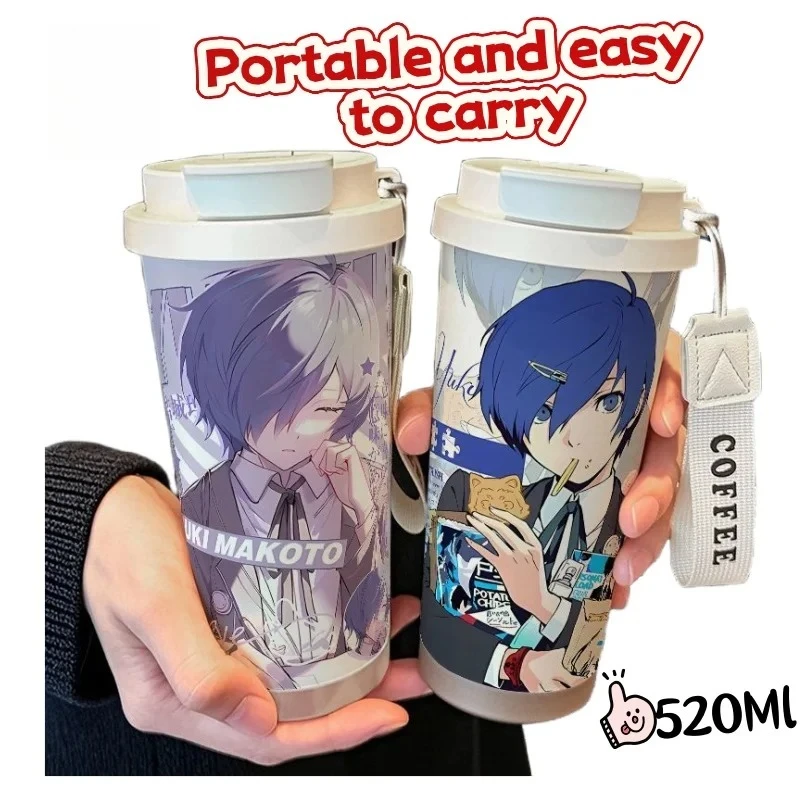 

persona Youki Makoto Creative Personality Stainless Steel Straw Thermos High Color Value Double Drink Large Capacity Coffee Cup