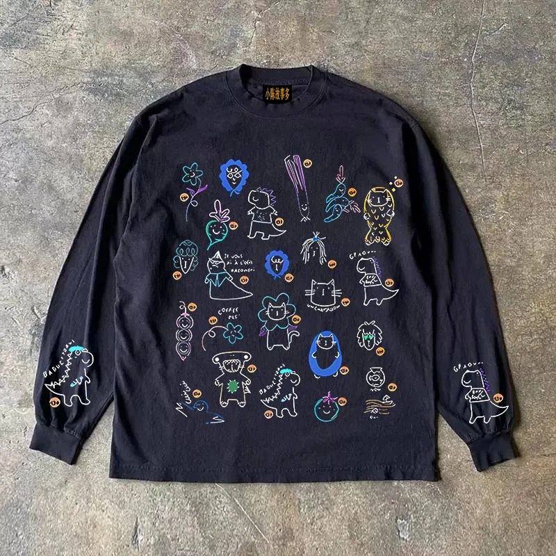 Pure Cotton 310g Heavyweight Long Sleeve T-Shirt American Retro Oversize Street Style Versatile Casual Wear