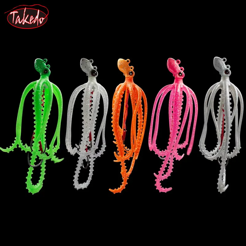 TAKEDO JJ02 20g Octopus Soft TPR Rock UV Farben Leuchtender Köder Tiefseefischen Trolling Köder Thunfisch Schnell sinkende Flüsse Seen