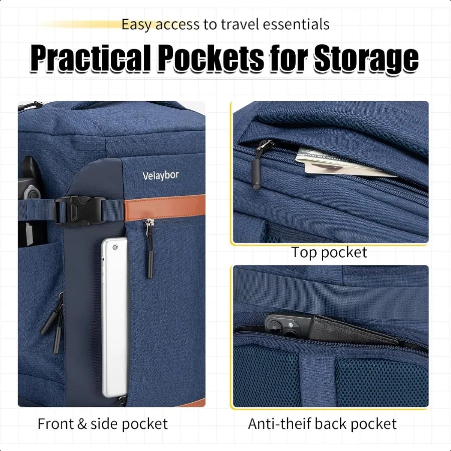 42L Travel Backpack with 4 Packing Cubes TSA Friendly Flight Appd CarryOn Bag with USB Charging Port WaterResistant Weekender B