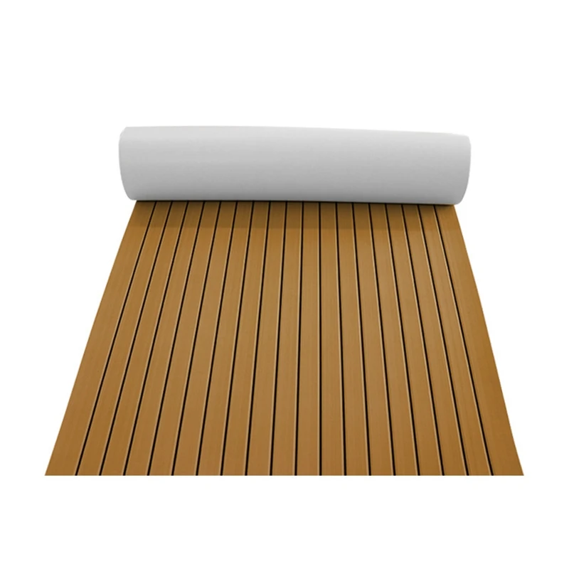 Foam Teak Decking EVA Foam Marine Flooring Faux Boat Decking Sheet Accessories Marine Brown Black 240X 45Cm Brown