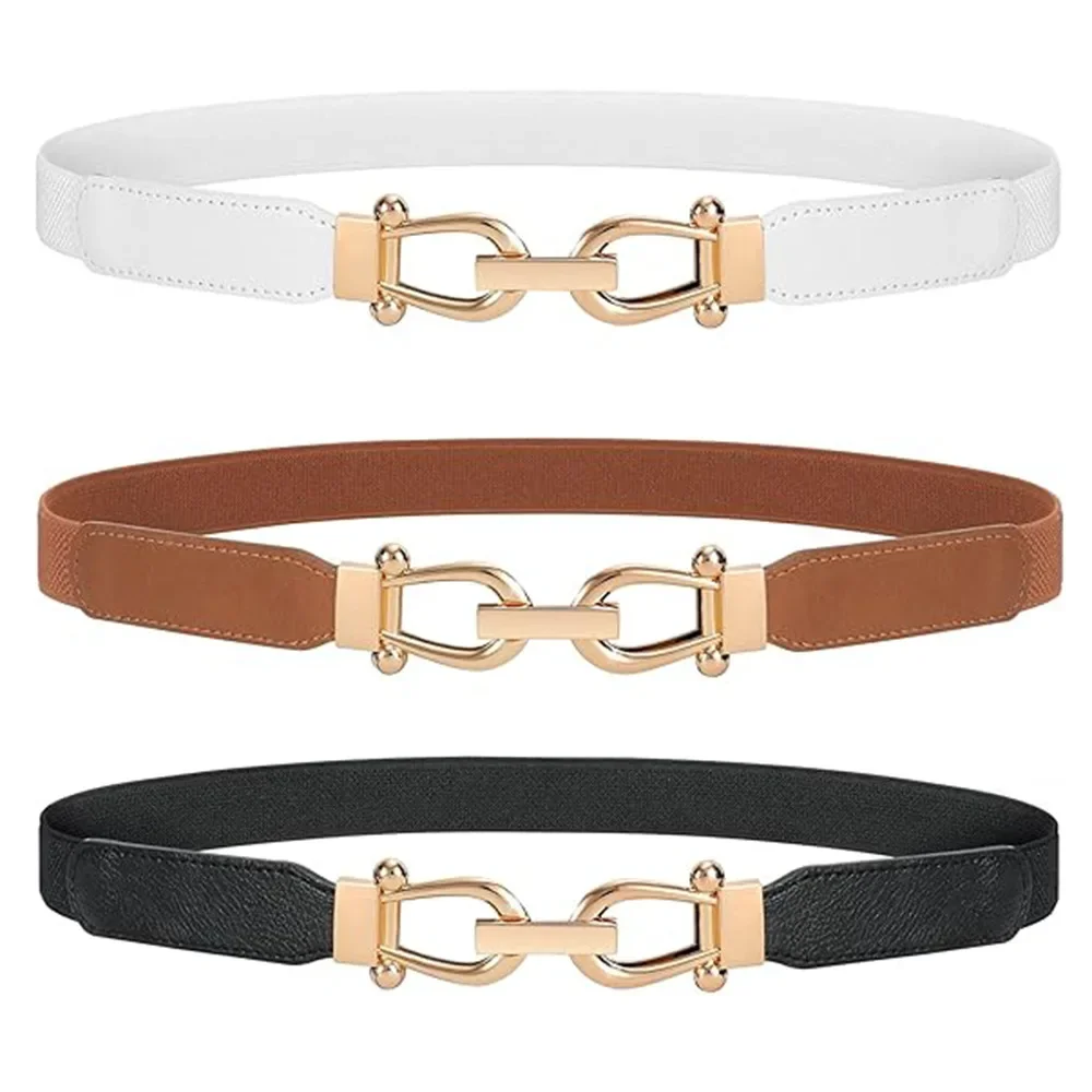 Schmaler Goldknopf-Damen-Gürtel für Rock und Hemd, Retro Elastischer Schlanker Taillengürtel für Frauen
