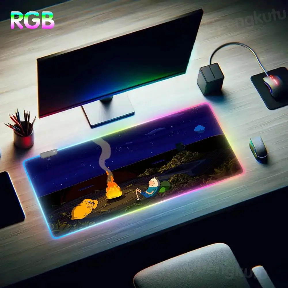 A_adventure T_time Mouse Pad Desktop Pc Accessories RGB Mouse Pad LED Large Gamer Boyfriend Gift New Arrivals Luminous Desk Mat