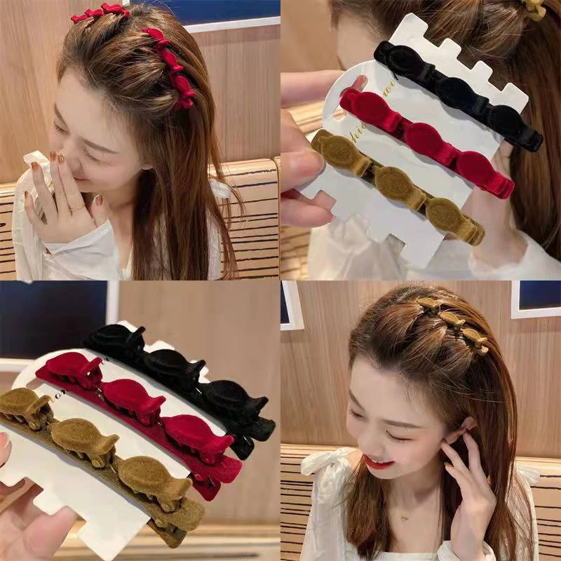 Flocked Bangs Hair Clip Headwear Duckbill Hair Claws Barrettes Vintage Hairgrip Braided Fashion Hairpins Hair Accessories
