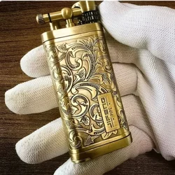 JIFENG Vintage Metal Grinding Wheel Brass Pipe Gas Lighter with Tobacco Pipe Tamper；Gentleman's Cigarette Cigar Butane Lighter