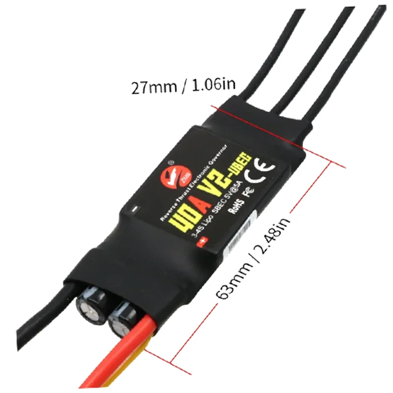 ZMR 40A 50A 80A 100A V2 ESC بدون فرش مع وحدة تحكم في السرعة 2-4S مع BEC/UBEC لطائرة هليكوبتر رباعية RC