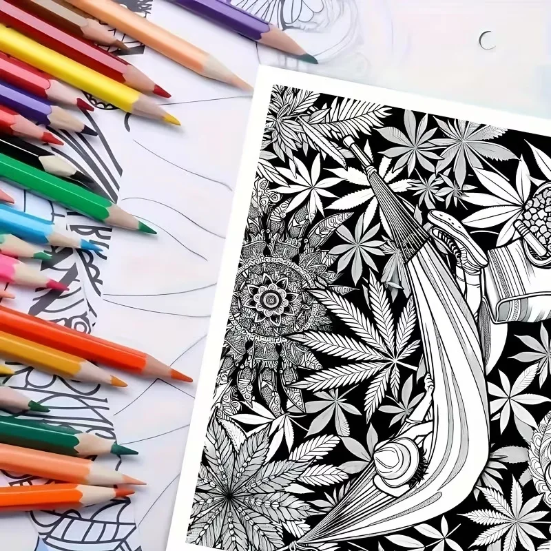 24 Pages Mandala Style, Coloring Book, Coloring Graffiti Creative Painting, Adult Stress Relieving Drawing Book