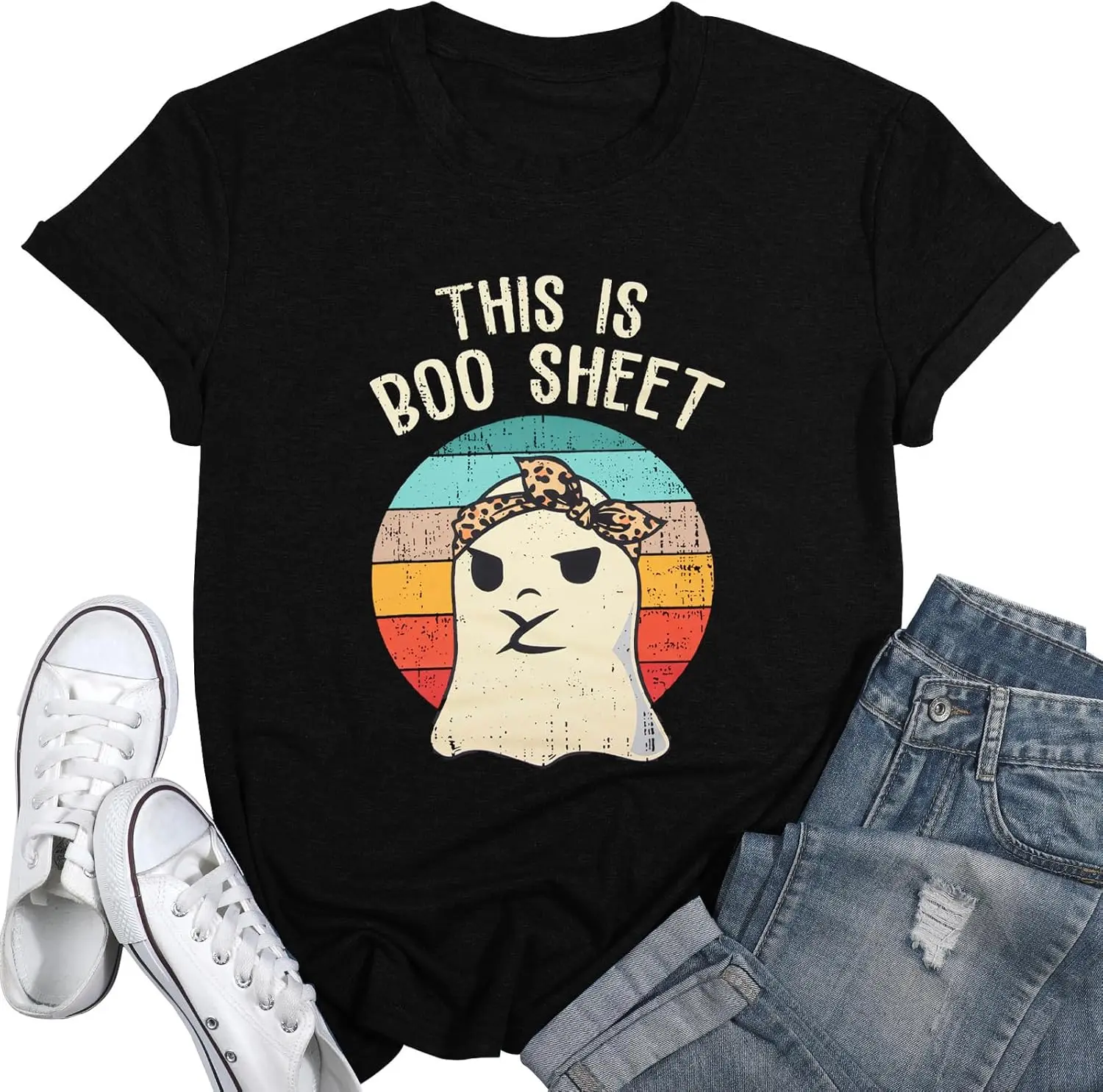 This is Some Boo Sheet T-Shirt Women Funny Halloween Boo Ghost Shirt Cute Spooky Season TeeTops New Fashion Top Tees