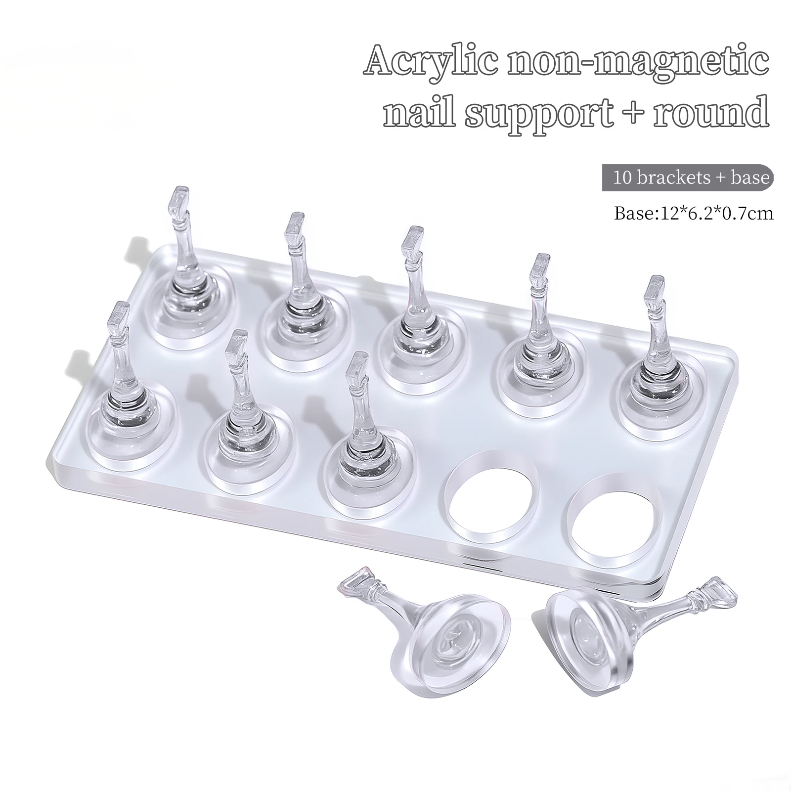 INS-Style Magnetfreier Nagelständer, 5/10 Fächer Acryl-Nagel-Displayhalter, Wiederverwendbarer Maniküre-Übungsständer für Aufklebenägel – Detail 18