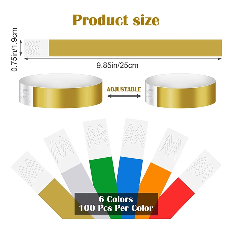 ABZZ-3600 Stück neonfarbene Armbänder für Veranstaltungen, synthetisches Papier, wasserfest, leicht, Aktivitäts-Identifikationsarmbänder
