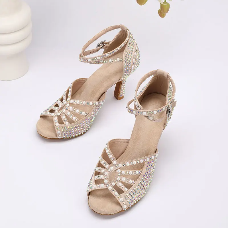 

Короткие сапоги на высоком каблуке для джазовых танцев с сетчатым ремешком и перекрестными ремешками для женщин, босоножки на шпильке со стразами