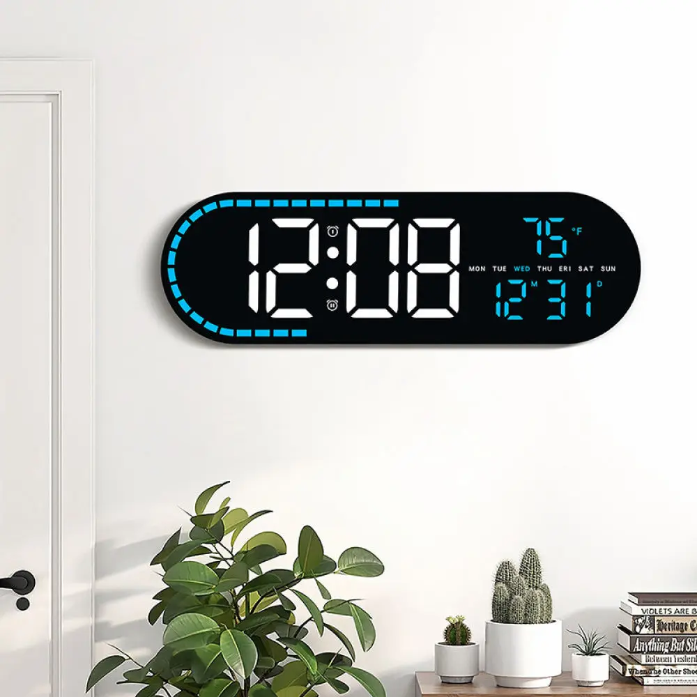 Minimalist LED Geometric Digital Clock Electronic Table Watch Multifunction Alarm Calendar Living Room Decor Piece