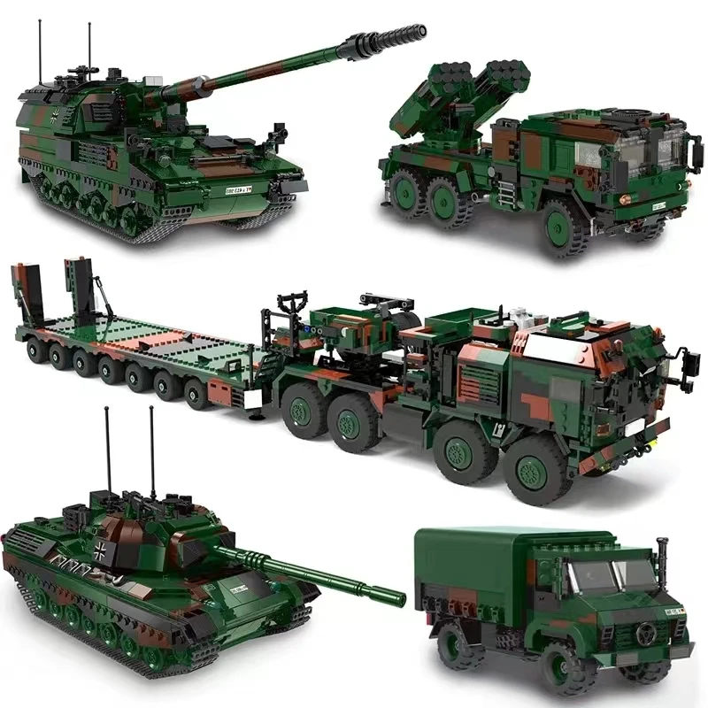 Military ww2 Cannon Assault Armored Vehicle Battle Tank Car Truck Army Weapon Building Blocks Sets Model Boys Toys for Kids Gift