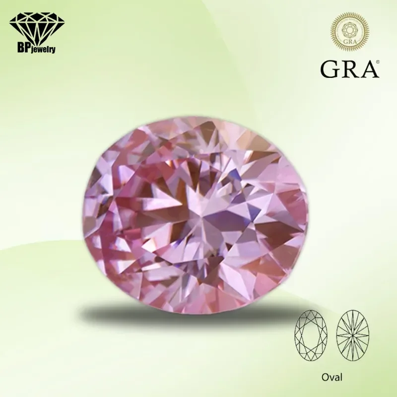 Moissanite Stone Sakura Pink Color Oval Cut Lab Grown Heat Diamond for DIY Charms Jewelry Making Materials with GRA Certificate