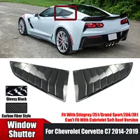 2PCS Rear Window Louvers Shutter For 2014-2019 Chevrolet Corvette C7 Scoop Cover Side Vent Trim Singray Z51 Z06 ZR1 Glossy Black