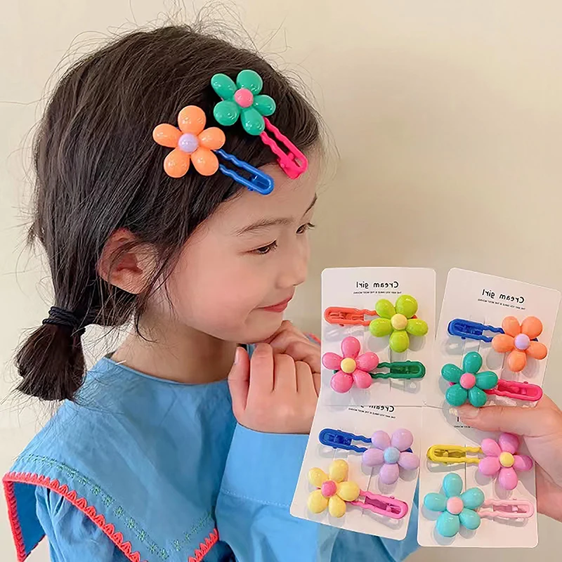 2 pezzi carino semplice fiore bambino BB Clip ragazze forcine fermagli per capelli bambini copricapo bambini accessori per capelli frangia fermaglio