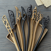 47Style Retro Sandalwood Hair Clip Hairpin Chinese Ancient Carved Wooden Chopstick Hair Stick Cosplay Party Headwear Accessories