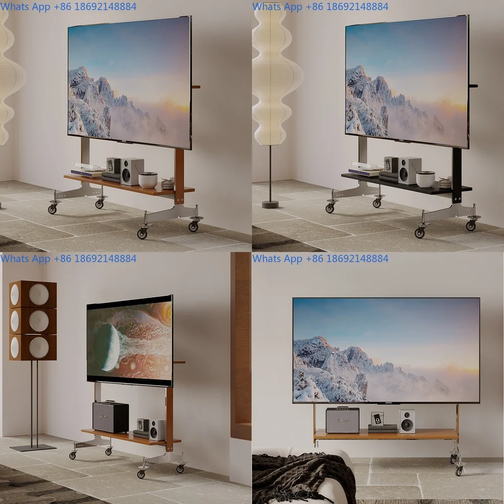 

Vintage TV Stand for Living Room Bedroom Mobile Retro Style Display Rack