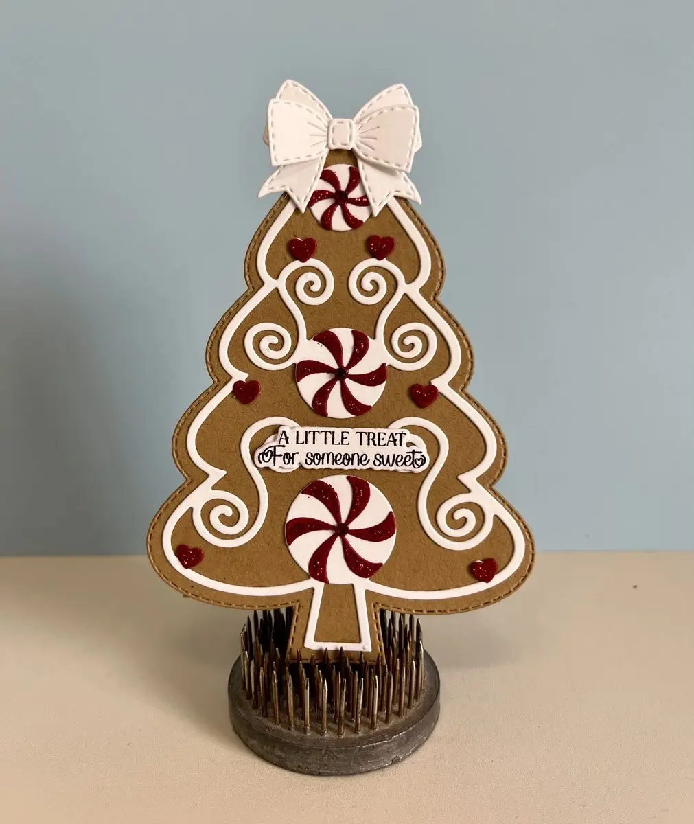 Christmas in July Gingerbread Tree Gift Box Metal Cutting Dies Stamps for DIY Making Card Scrapbook Craft Supplies Decoration
