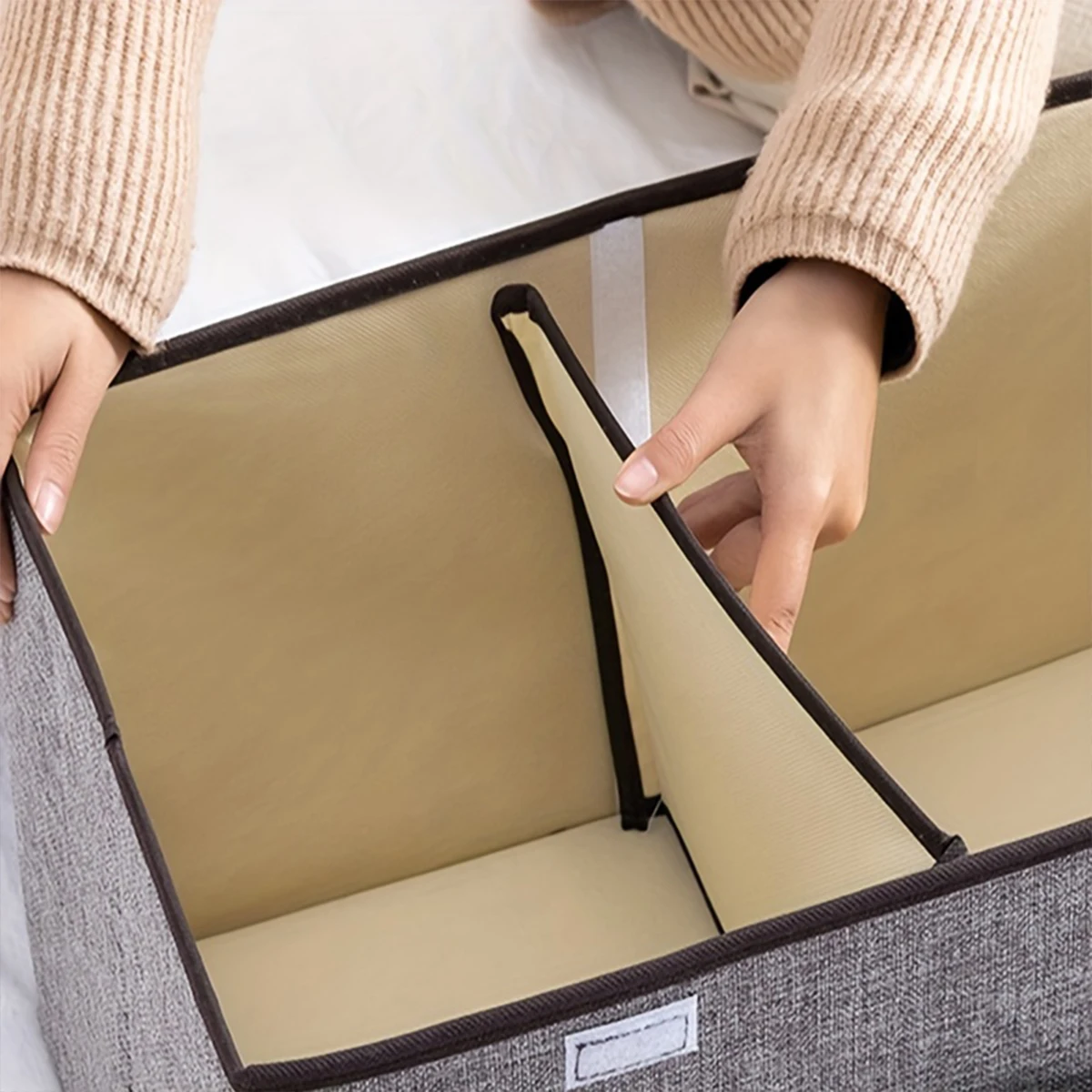 Cotton Linen Fabric Double Lid Foldable Storage Box Sundry Organiser Storage Box