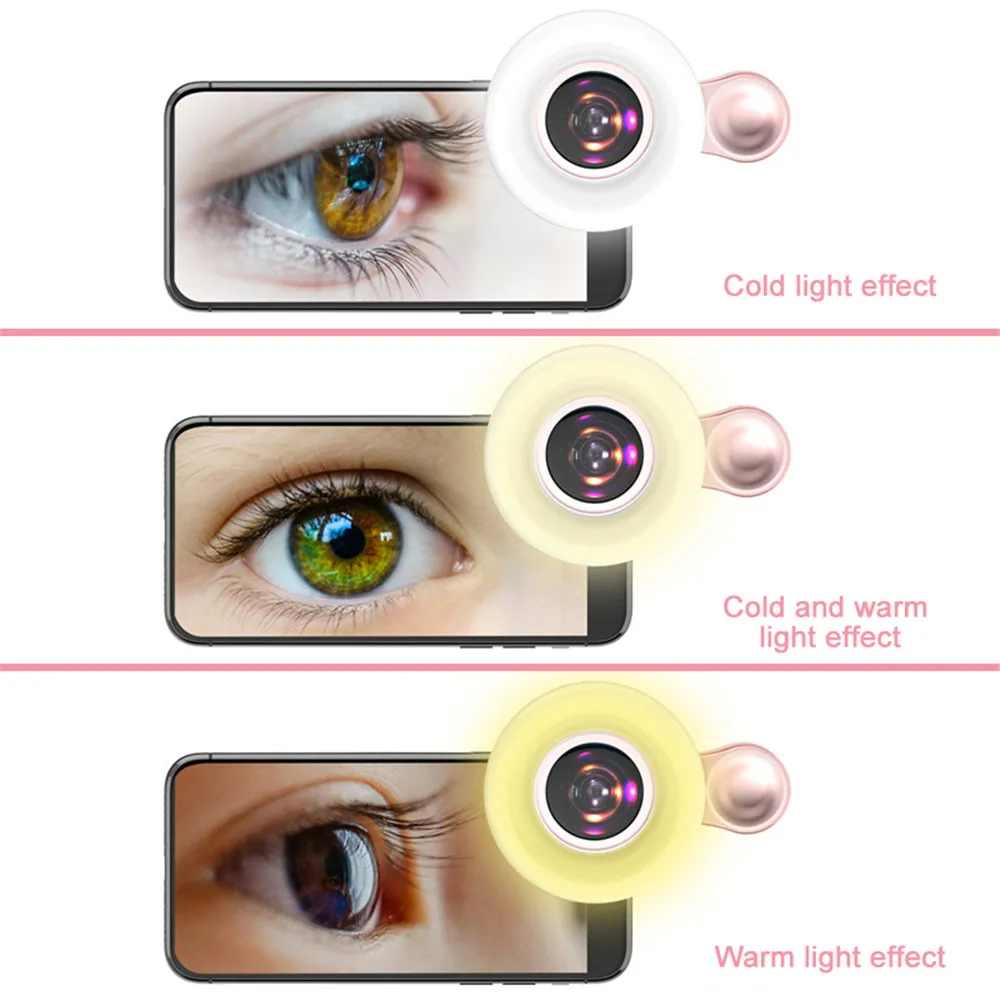 15X Macro Lens Mobile Phone HD Camera Lens with LED Ring Flash Light Smartphone Selfie Live Lamp Fill Light