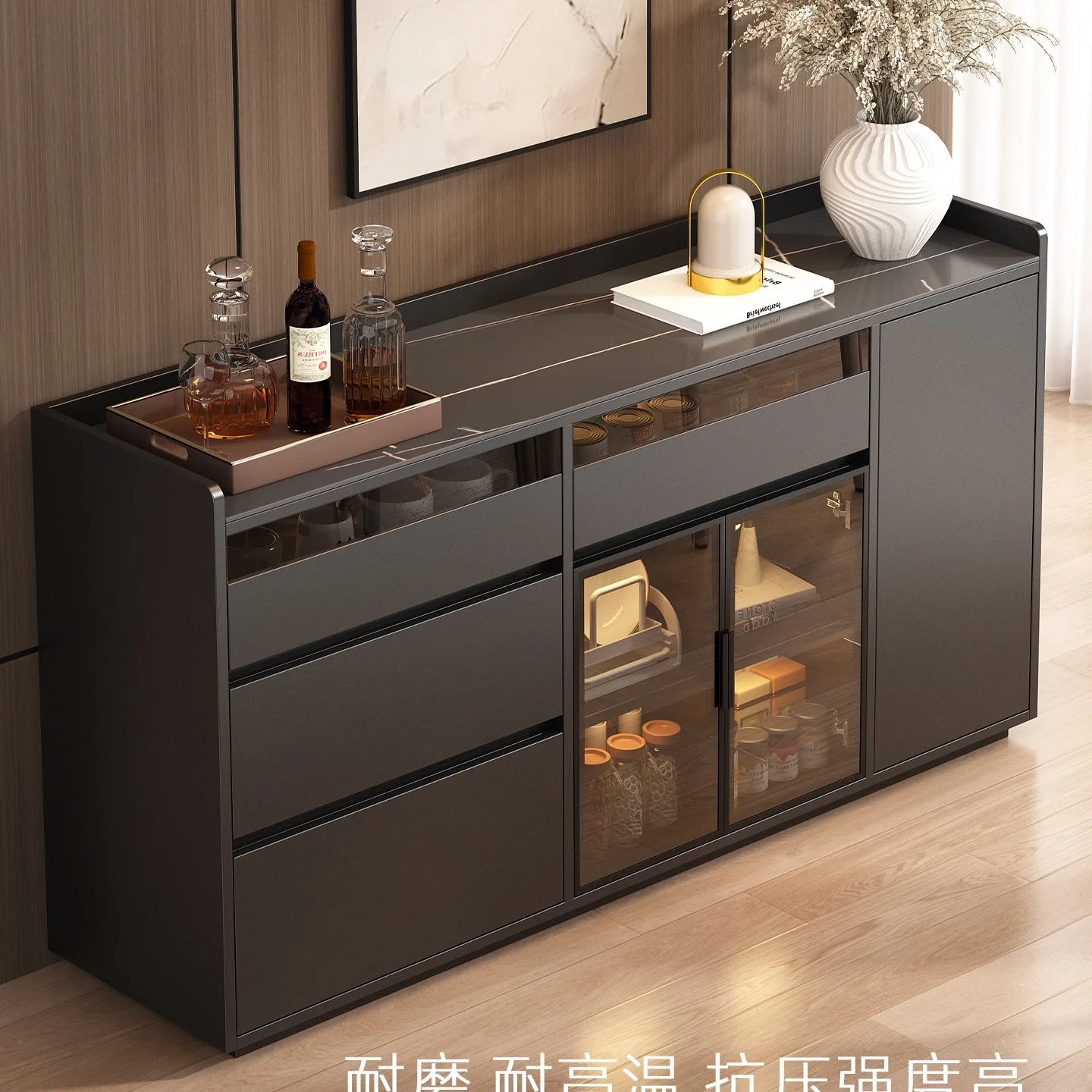 

Шиферный буфет, массив дерева у стены, многофункциональная гостиная, шкаф для кладовой, шкаф для хранения, домашняя кухня, стора