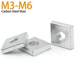 20/40pcs DIN562 M3 M4 M5 M6 Galvanized Zinc Plated Carbon Steel Thin Square Nuts Quadrangle Block Compatible with Prusa MK3