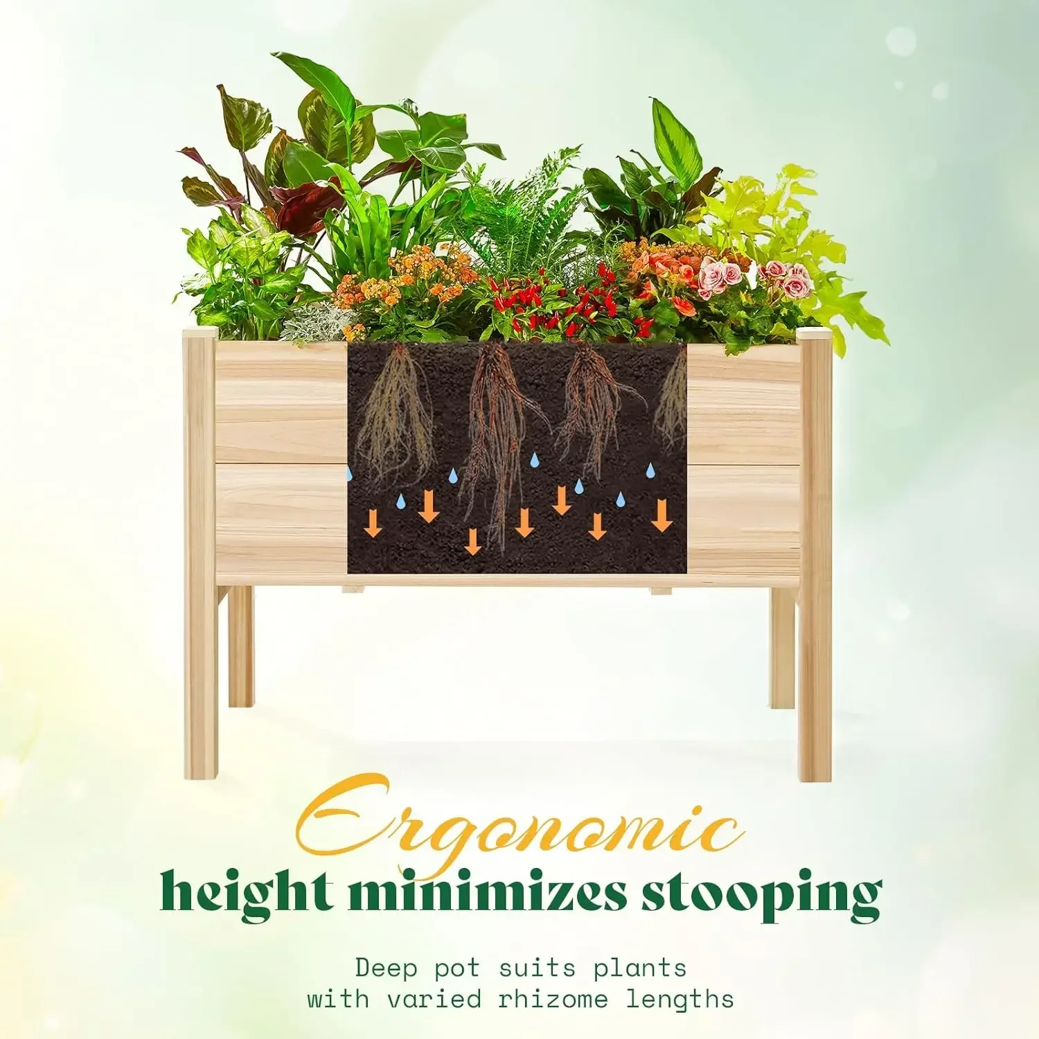 

XMSJ.4x2 Ft Raised Garden Bed - Features Legs, Drainage Holes, 16 Inch Depth Ideal for Vegetables, Flowers, Herbs